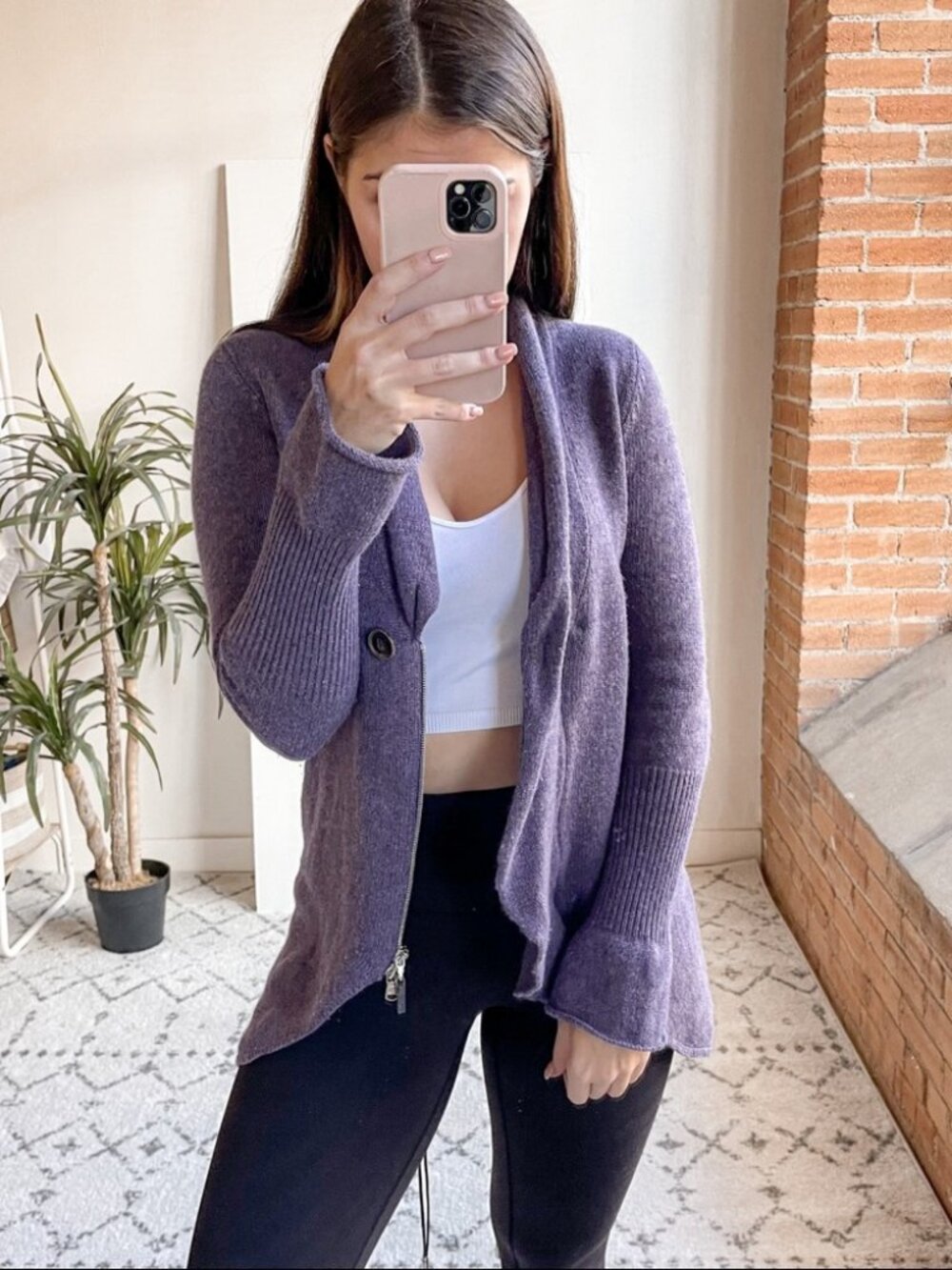 Brunello Cucinelli Cashmere Zip Up Tunic Cardigan Purple